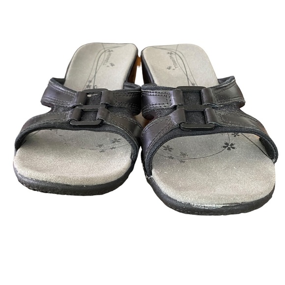 MERRELL Slide Sandals Dewberry Black Wedge Leather Women's Size 7 - Picture 2 of 10